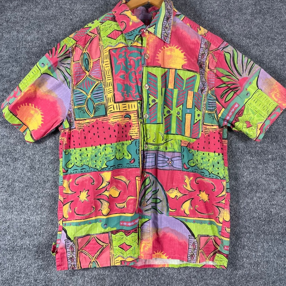 VTG The Territory Ahead Shirt Mens M Colorful Abstract Tribal Cotton Boho 90s